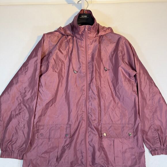 Tudor Court Vintage Raincoat Woman's Large Hide-Away Hood Drawstrings Full Zip - Picture 15 of 16